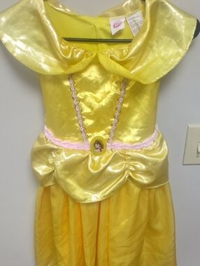 Disney Yellow Satin Princess Dress with Pink Trim